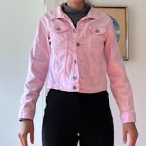 Pink Denim Cropped Jacket